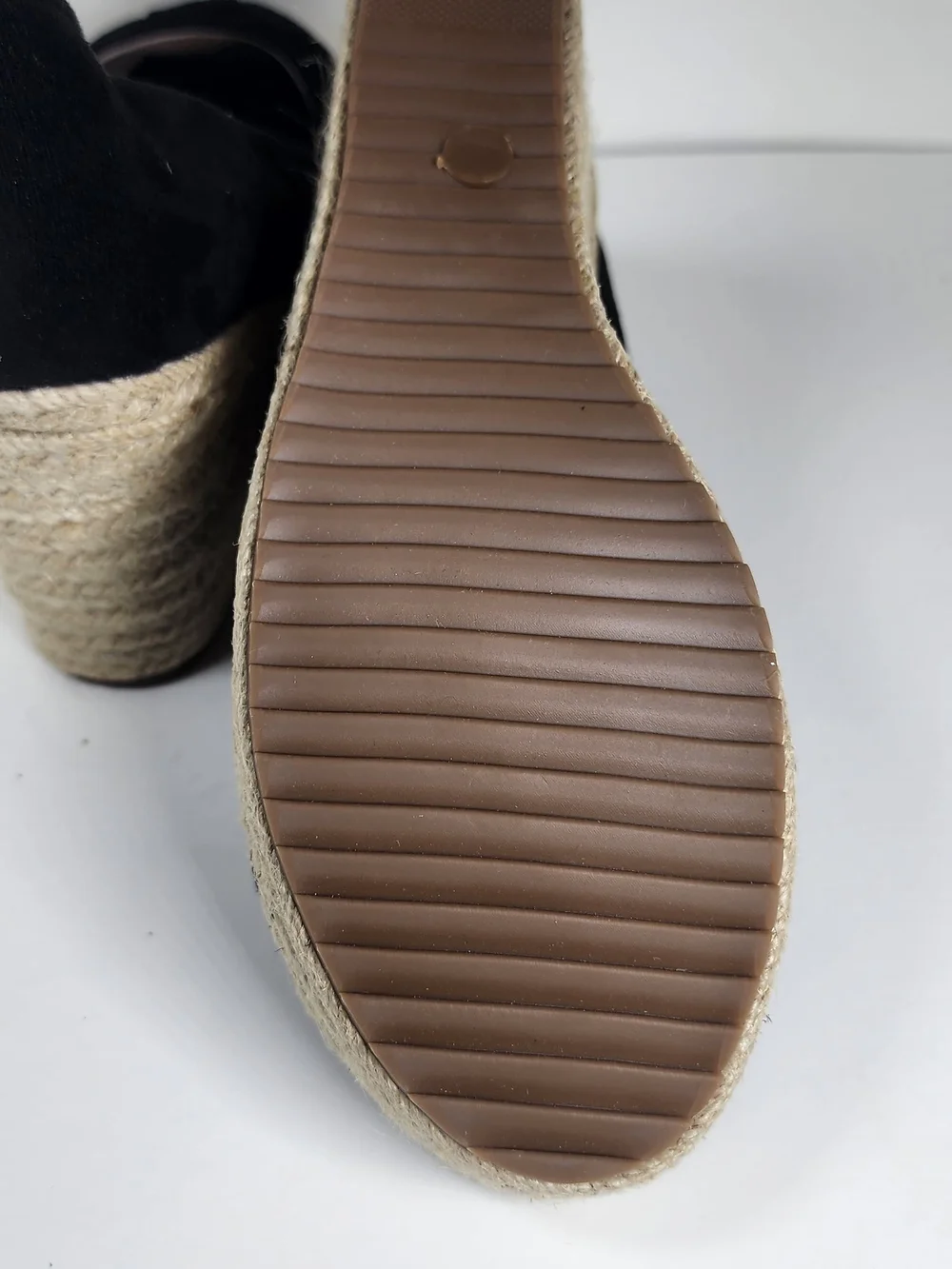 Black Peep-Toe Espadrille Wedge Heels #206